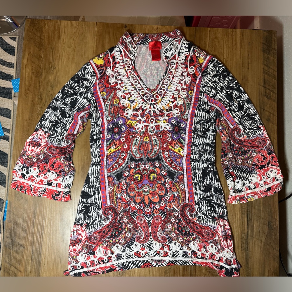 V Cristina Multicolor Paisley V-Neck Blouse